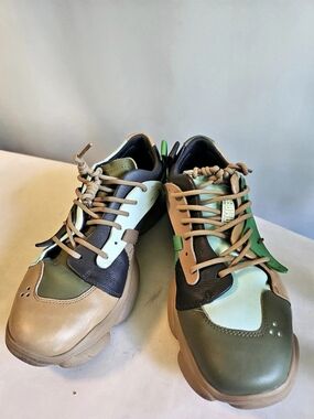 Camper Color Block Sneakers in Green & Tan